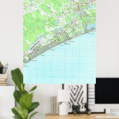 Karte von North Myrtle Beach South Carolina (1990) Poster (Heimbüro)