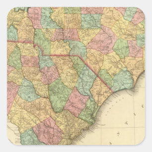 Karte von North South Carolina Quadratischer Aufkleber