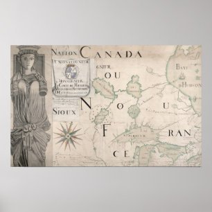 Karte von Nouvelle-France 1699 Poster