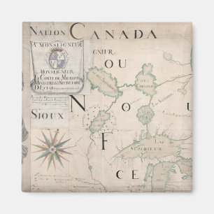 Karte von Nouvelle-Frankreich 1699 Magnet