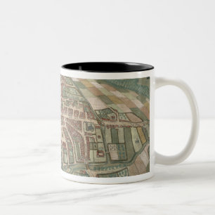 Karte von Odense, von "Civitates Orbis Terrarum" Zweifarbige Tasse
