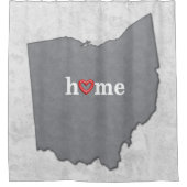 Karte von OHIO mit ZUHAUSE und HERZEN Duschvorhang (Vorderseite)