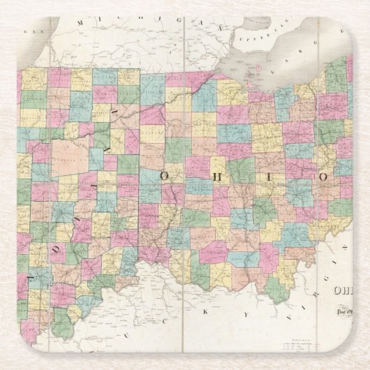 Karte von Ohio und von Indiana Rechteckiger Pappuntersetzer (Vorderseite)