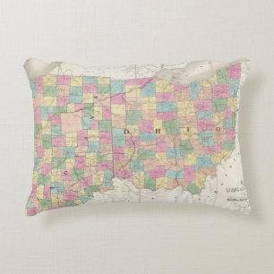 Karte von Ohio und von Indiana Zierkissen