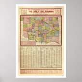 Karte von Oklahoma und Indischem Gebiet 1905 Poster (Vorne)