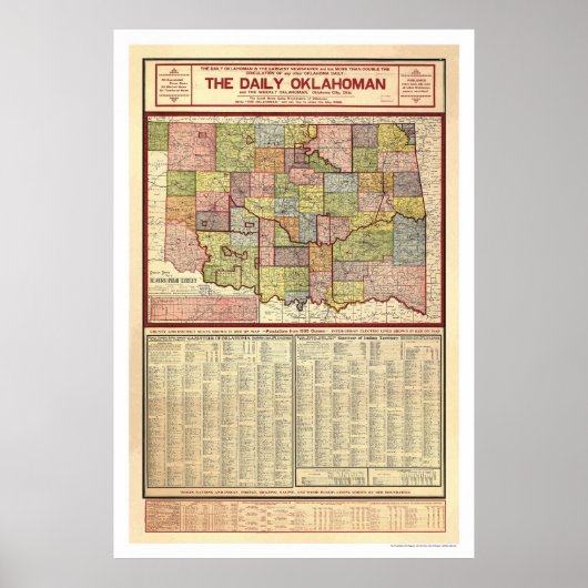 Karte von Oklahoma und Indischem Gebiet 1905 Poster (Vorne)