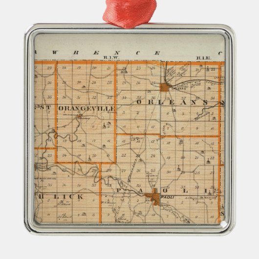 Karte von orange Landkreis Silbernes Ornament (Vorne)