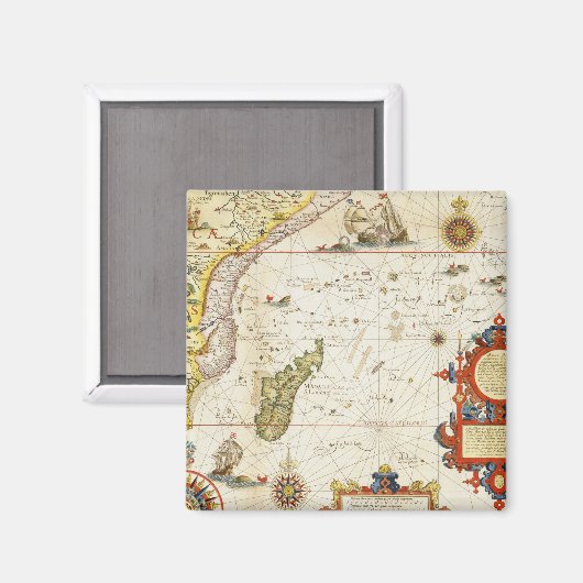 Karte von Ostafrika und Madagaskar, 1596 (Handkolo Magnet (Vorderseite/Rückseite)