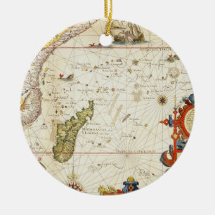 Karte von Ostafrika und von Madagaskar, 1596 Keramikornament