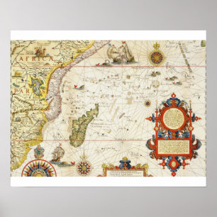 Karte von Ostafrika und von Madagaskar, 1596 Poster