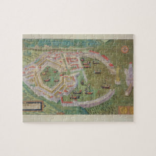 Karte von Ostia, von "Civitates Orbis Terrarum" Puzzle
