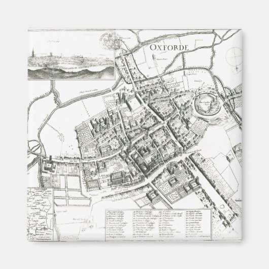 Karte von Oxford, 1643 Magnet (Vorne)
