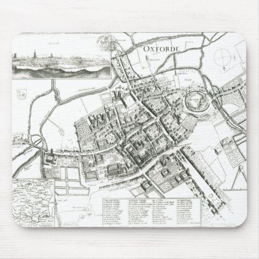 Karte von Oxford, 1643 Mousepad (Vorne)