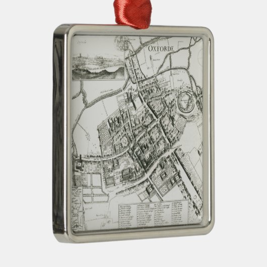 Karte von Oxford, 1643 Silbernes Ornament (Rechts)