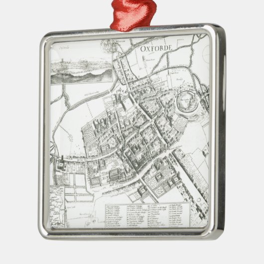 Karte von Oxford, 1643 Silbernes Ornament (Links)