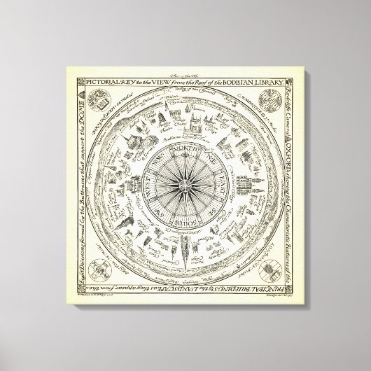 Karte von Oxford aus der Bodleian Library Leinwanddruck (Vorderseite)