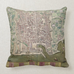 Karte von Palermo, von "Civitates Orbis Terrarum" Kissen