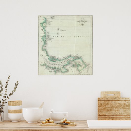 Karte von Panama Poster (Küche)