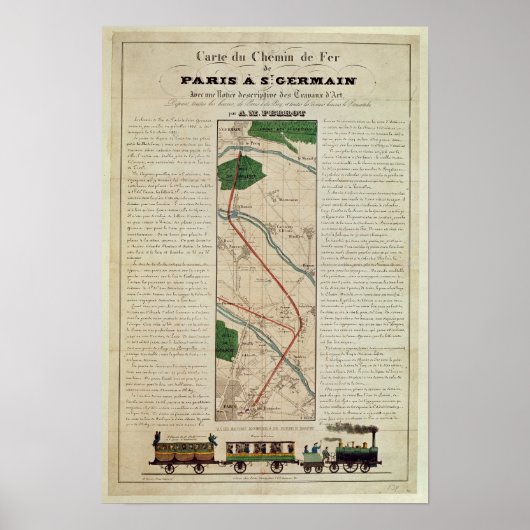 Karte von Paris bis St. Germain Railway, durch Poster (Vorne)
