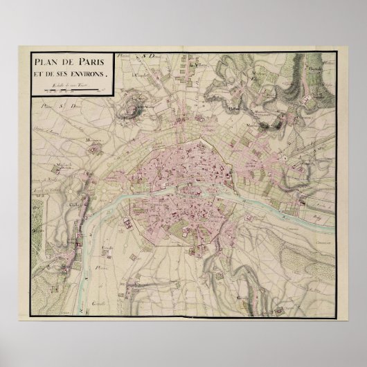 Karte von Paris und Umgebung Poster (Vorne)