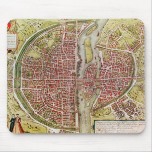 Karte von Paris von 'Civitates orbis terrarrum Mousepad