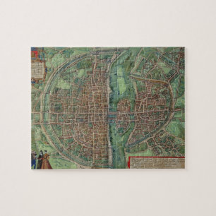 Karte von Paris, von "Civitates Orbis Terrarum" Puzzle