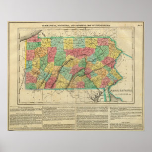 Karte von Pennsylvania 2 Poster