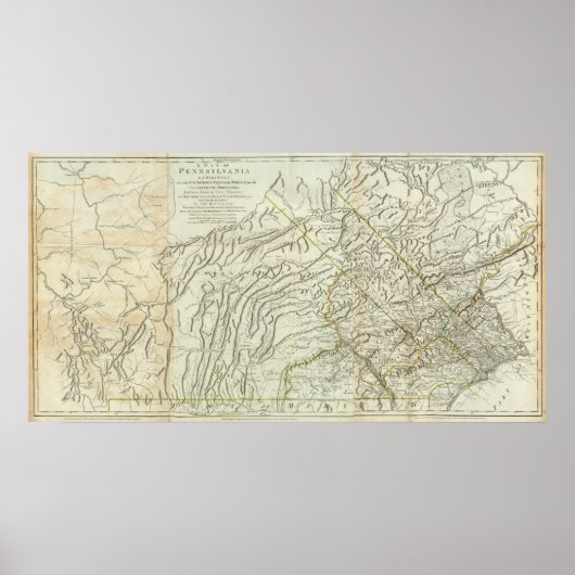 Karte von Pennsylvania Poster (Vorne)