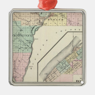 Karte von Pepin Landkreis und von Dorf von Durand Silbernes Ornament