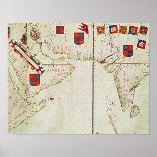 Karte von Persien, Arabien und Indien Poster (Vorne)