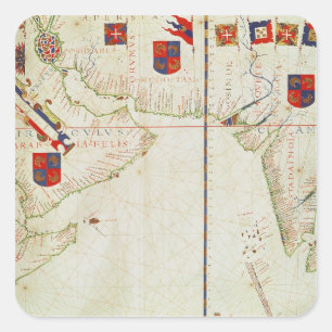 Karte von Persien, von Arabien und von Indien Quadratischer Aufkleber