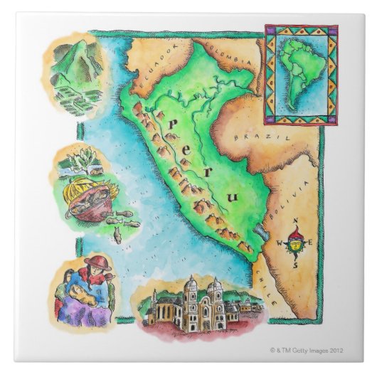 Karte von Peru Fliese (Vorderseite)