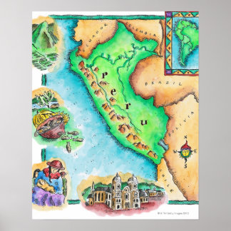 Karte von Peru Poster