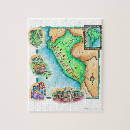 Karte von Peru Puzzle (Vertikal)