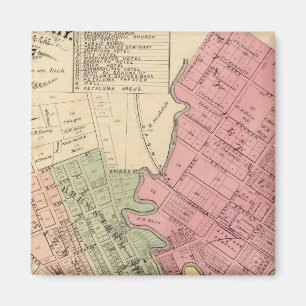 Karte von Petaluma City 1877 Magnet