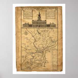 Karte von Philadelphia und von Teilen angrenzendes Poster