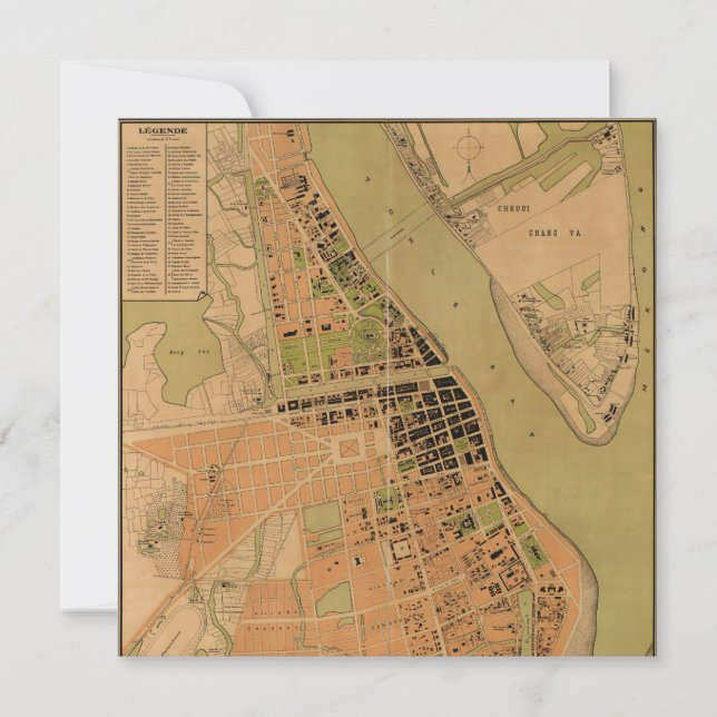 Karte von Phnom Penh, Kambodscha (ca. 1920) (Vorderseite)