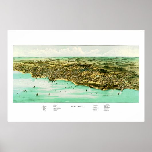 Karte von Plymouth, MA 1910 Poster (Vorne)