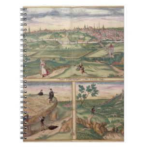 Karte von Poitiers, von "Civitates Orbis Terrarum" Notizblock