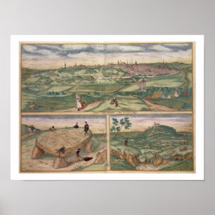 Karte von Poitiers, von "Civitates Orbis Terrarum" Poster