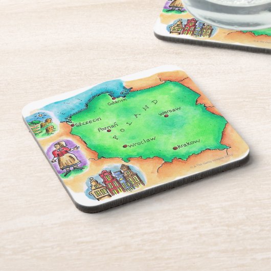 Karte von Polen Untersetzer (Linke Seite)