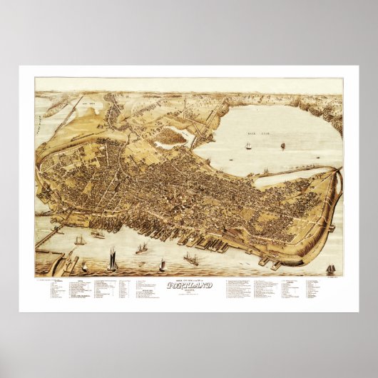 Karte von Portland Maine im Jahr 1876 Poster (Vorne)