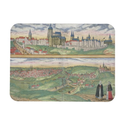 Karte von Prag, von "Civitates Orbis Terrarum" von Magnet (Horizontal)