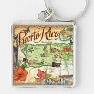 Karte von Puerto Rico Schlüsselanhänger