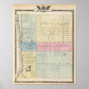 Karte von Quincy-Stadt Poster