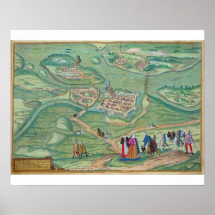 Karte von Raab, von 'Civitates Orbis Terrarum' von Poster