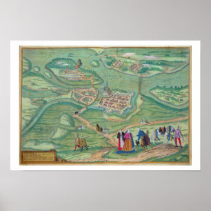 Karte von Raab, von 'Civitates Orbis Terrarum' von Poster