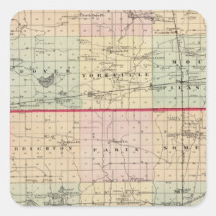 Karte von Racine und Kenosha Landkreisen Quadratischer Aufkleber
