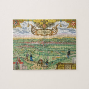 Karte von Regensburg, von 'Civitates Orbis Puzzle
