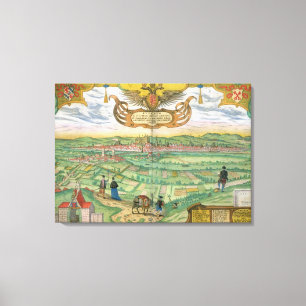 Karte von Regensburg, von 'Civitates Orbis Terraru Leinwanddruck